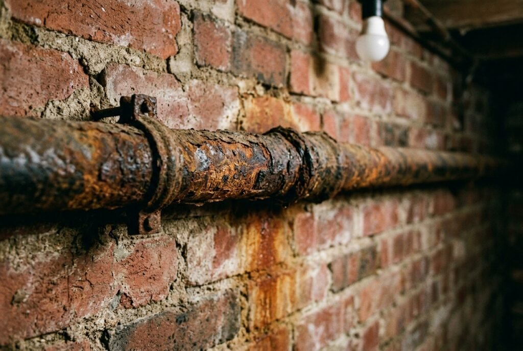 Heavily corroded and rusted old iron pipe that needs full replacement rather than repair