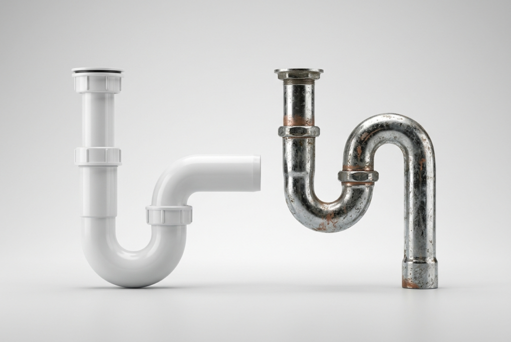 Trap Plumbing Explained: What It Is, How It Works, and Why Every Drain Needs One Comparison of a P-trap and an S-trap pipe fitting side by side