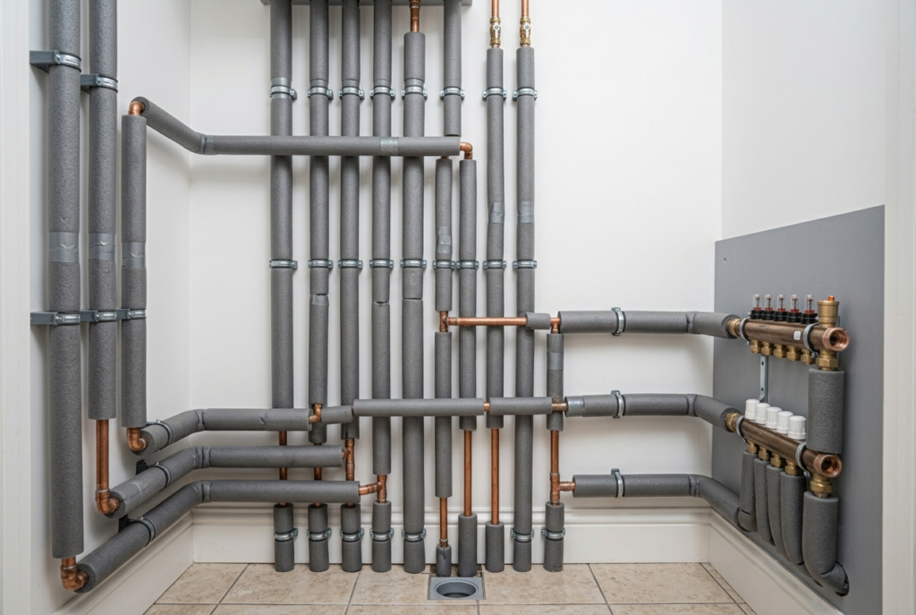 Insulated pipes installed to prevent future water leaks