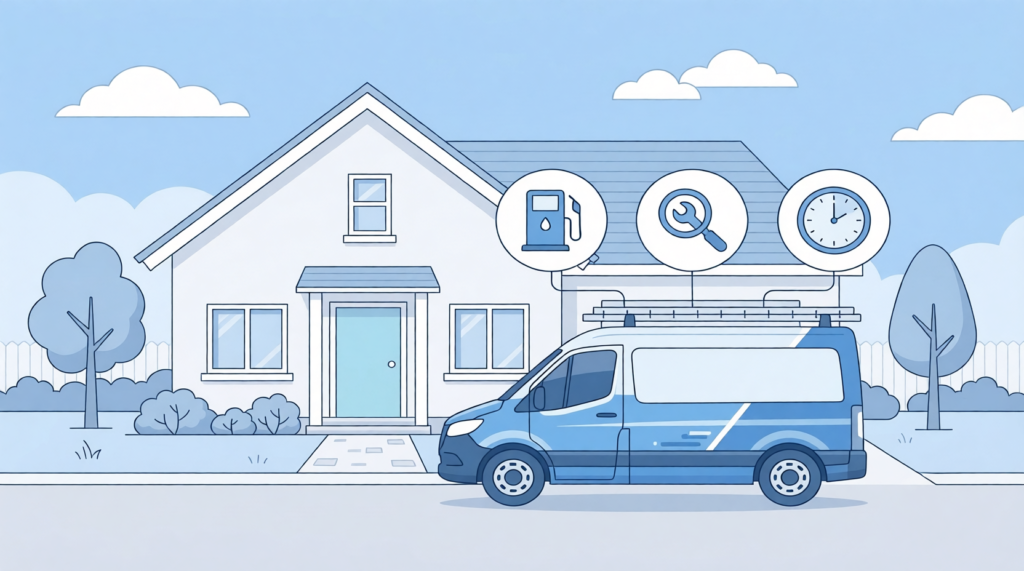 Don't Pay Too Much! Plumber Call Out Fees Explained (Save £100+) Illustration showing what a plumber call out fee typically covers: travel, diagnosis, and initial labour